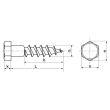 Vis à bois tête hexagonale inox A2 DIN 571 6x80 boîte de 25 ACTON 673046X80 photo du produit Secondaire 1 S