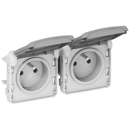 Prise de courant étanche 2x2P+T PLEXO composable horizontale – LEGRAND - 069562 pas cher