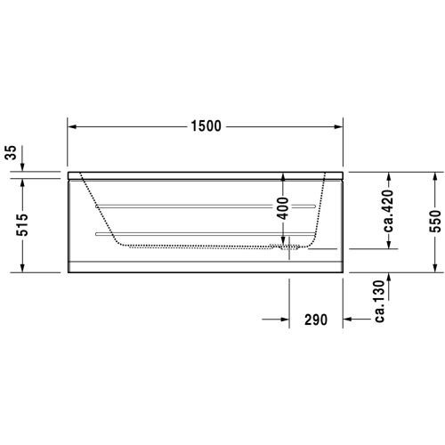 Baignoire D-CODE 150x75 blanc écoulement latéral avec pieds - DURAVIT - 700102000000000 pas cher Secondaire 3 L