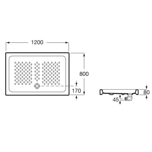 Receveur de douche ITALIA 120x80x8cm céramique blanc - ROCA - A3740HP000 pas cher Secondaire 1 L