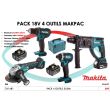 Pack de 4 outils Makita 18 V (DGA - DHR - DDF - DTD) + 3 batteries 5 Ah + chargeur + Makpac photo du produit Secondaire 1 S