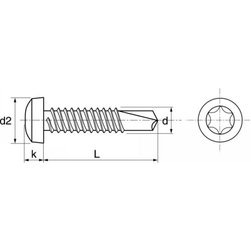 Vis autoperceuse t&ecirc;te cylindrique bomb&eacute;e 6 lobes internes inox A2 DIN7504M 5.5X19 bo&icirc;te de 200 - ACTON - 624355,5X19 pas cher Secondaire 3 L
