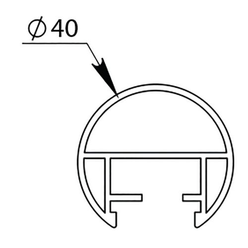 Profil de main courante aluminium ronde D 40 2 m DUVAL 61-0102-1402 photo du produit Secondaire 1 L