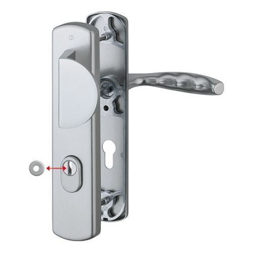 Ensemble de s&eacute;curit&eacute; sur plaque NEW YORK pali&egrave;re pour &eacute;paisseur de porte 42 &agrave; 47mm inox &ndash; HOPPE - 10713899 pas cher