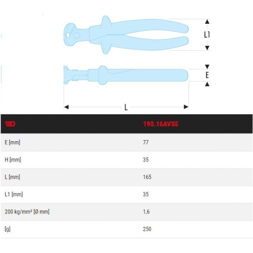 Pince coupante devant isolée 1000 Volts série VSE pour fil dur 160 mm FACOM 190.16AVSE photo du produit Secondaire 1 L