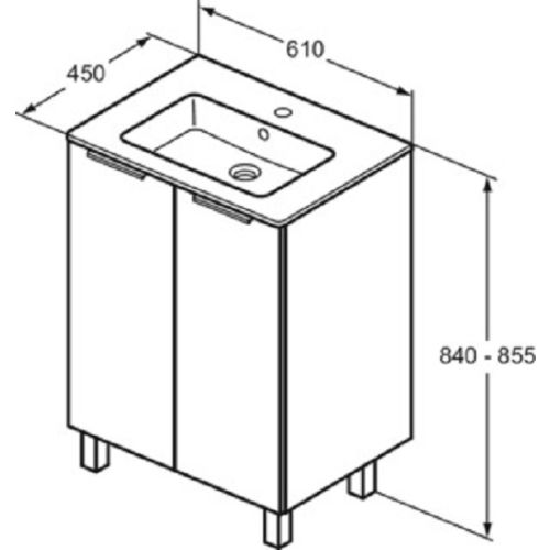 Pack meuble + lavabo ULYSSE+ 2 portes 60 cm blanc brillant PORCHER P0279WG photo du produit Secondaire 1 L