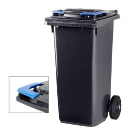 POUBELLE MOBILE BLEUE A PEDALE ET COUVERCLE MOBILY 120 LITRES