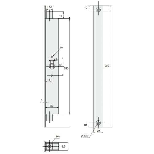 Serrure 2 points fouillot 7/30 mm variaxe - STREMLER - 1233.30.0 pas cher Secondaire 1 L