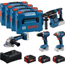 Pack 4 outils 18V Bosch (GSR65+GDX285+GBH26+GWS11) + 3 batteries (2x5Ah+1x5,5GBA) + chargeur en coffret - 0615A500BJ pas cher Principale M