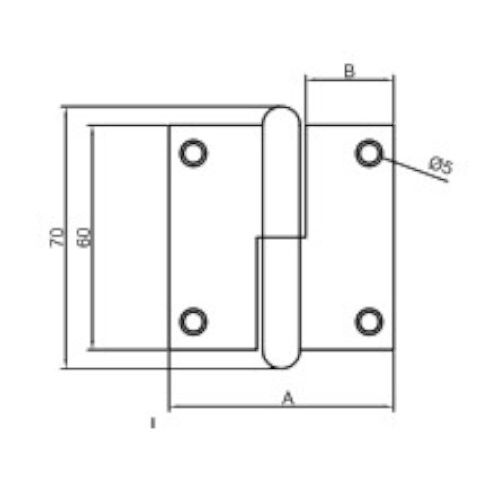Paumelle femelle droite 60x38mm pour persiennes 4 vantaux zingu&eacute; - JARDINIER MASSARD - J2204D2 pas cher Secondaire 1 L