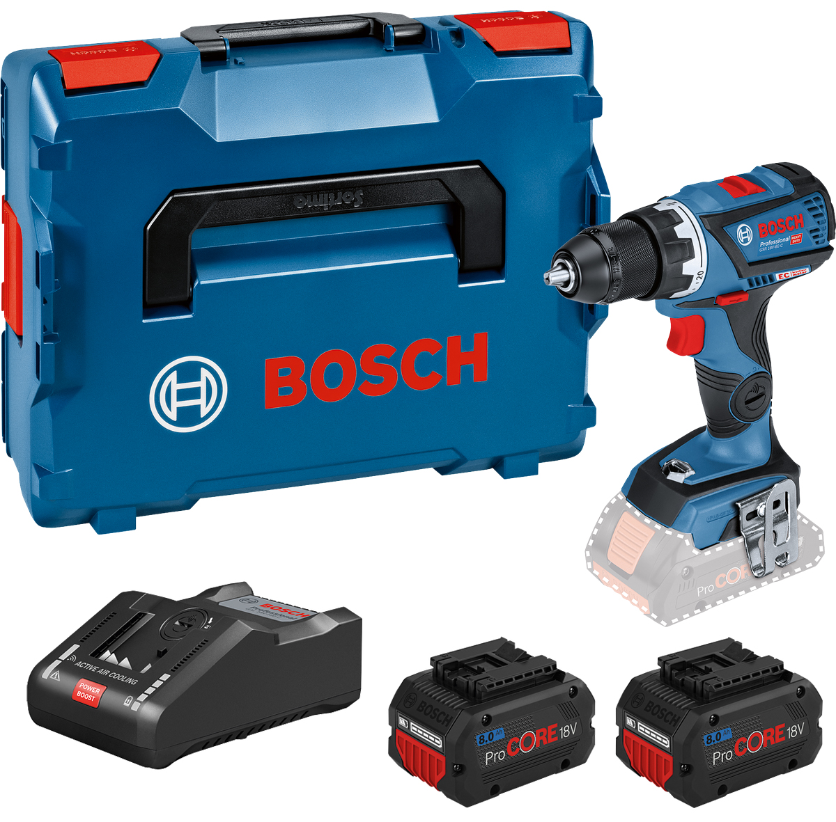 BOSCH Perceusevisseuse sansfil  GSR 18V60 C 18 V 2 batteries Procore 8Ah chargeur LBoxx