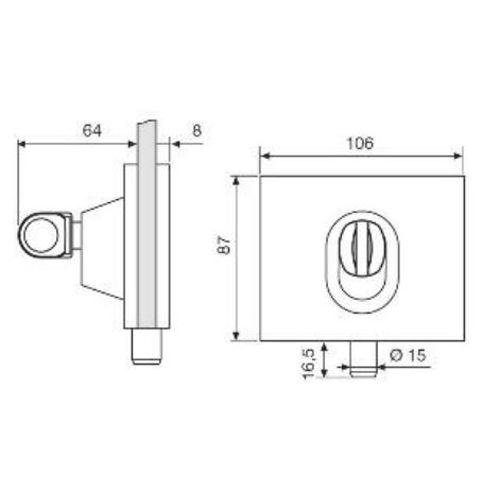 Serrure basse à bouton demi-cylindre chromé mat - STREMLER - 1352.31.0 pas cher Secondaire 1 L