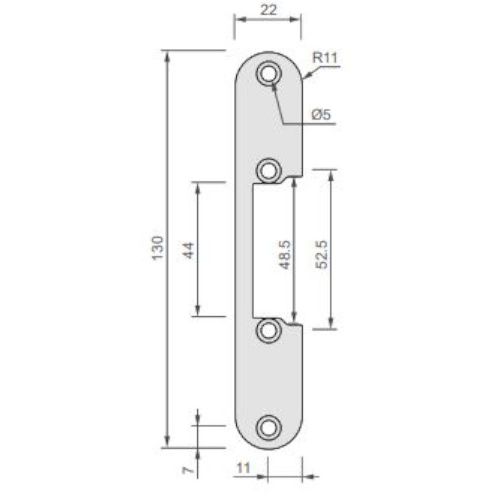 Têtières plate arrondi 130 x 22 mm T1R inox SP13022-T1RUX photo du produit Principale L