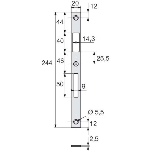 G&acirc;che plate inox 20X244 mm - STREMLER - 2835.20.0 photo du produit Secondaire 1 L
