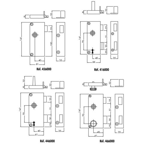 Serrure monopoint en applique pêne dormant 1/2 tour 2 clés droite - JPM - 446000-02-1Y pas cher Secondaire 1 L