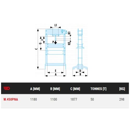 Presse hydro-pneumatique 50 T FACOM W.450PNAPF photo du produit Secondaire 1 L