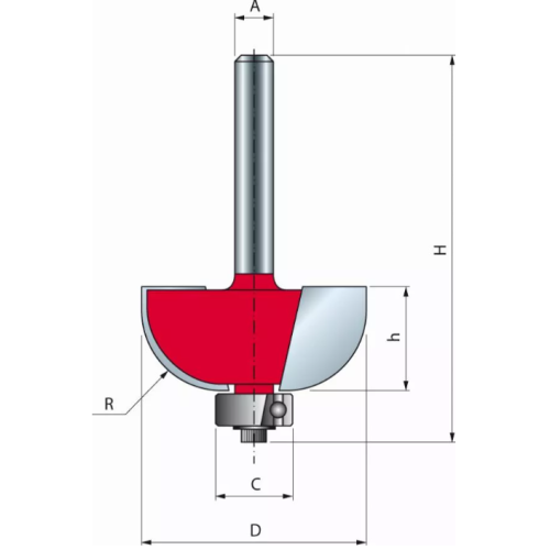 Mèche pour arrondi concave D25,4 H12,7/54,2 Q8 Z2 Série 30 (A) - FREUD - F03FR01701 pas cher