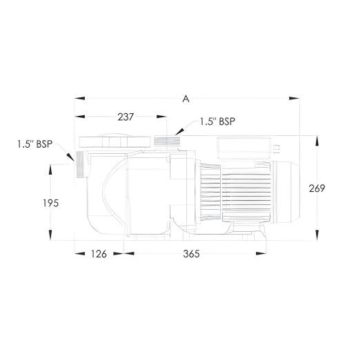 Pompe standard 1,5 cv triphasé SUPERFLO PENTAIR PAC-100-0349 photo du produit Secondaire 1 L