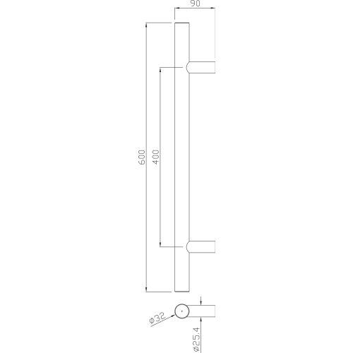 Poignée tirage 5010 32X600mm inox - HERACLES - B-INOX-PT109 pas cher Secondaire 1 L