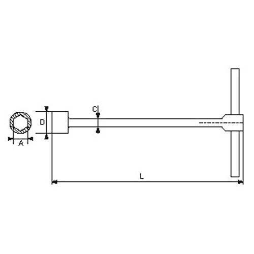 Clé à douille en T à béquille 12mm - SAM OUTILLAGE - 63-BT-12 pas cher Secondaire 1 L