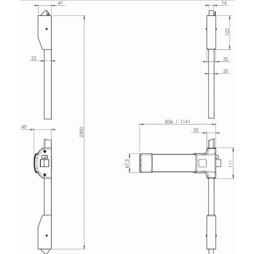Antipanique PUSHBAR 90+ L845 3PTS argent - JPM - PJ3000-08-0A pas cher Secondaire 1 L