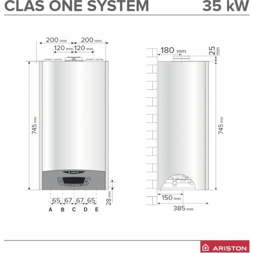Chaudière murale à condensation CLAS ONE 25 kW ARISTON 3301604 photo du produit Secondaire 3 L