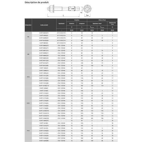 Goujons d'ancrage pour béton non fissuré 10X140 boîte de 50 - RAWL - R-XPT-10140/70 pas cher Secondaire 1 L