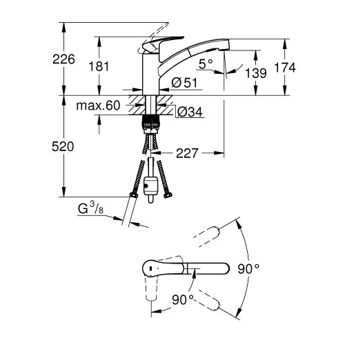 Mitigeur d'évier monocommande EUROSMART bec bas chromé GROHE PROFESSIONAL 30355001 photo du produit Secondaire 1 L