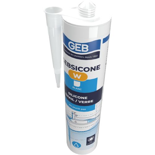 Mastic silicone sanitaire GEBSICONE W blanc 310 ml GEB 893150 photo du produit Principale L