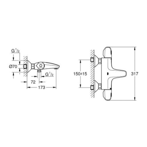 Mitigeur baindouche thermostatique GROHTHERM 1000 bicommande GROHE 34821003 photo du produit Secondaire 1 L