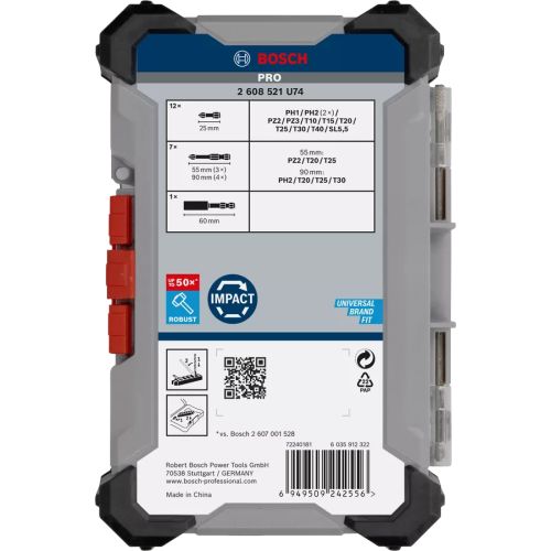 Coffret d'embouts de vissage PRO Impact 20 pièces BOSCH 2608521U74 photo du produit Secondaire 5 L
