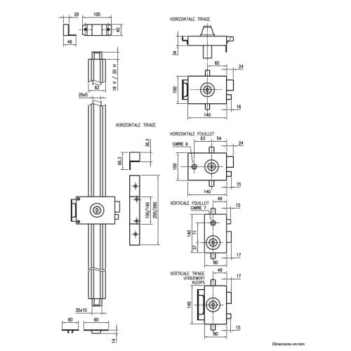 Mécanisme multipoints VAKMOBIL® Kléops®  A2P* horizontale tirage droite blanc Héraclès VK0311H0014 photo du produit