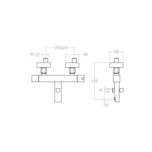 Mitigeur bain-douche thermostatique KUATRO 4736MK chromé poignées en laiton avec ensemble de douche - RAMON SOLER - 257280 pas cher Secondaire 1 L