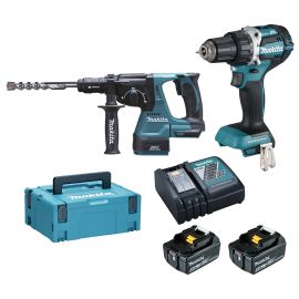 Pack de 2 outils 18V Makita (DHR243/DDF484) +batterie 5 Ah + chargeur en coffret MAKPAC photo du produit Principale M