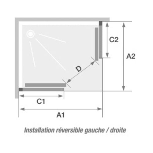 Accès d'angle coulissant SUPRA II A 100x80 profilé blanc - KINEDO - PA5007BTN pas cher Secondaire 1 L