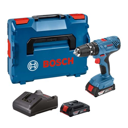 Perceuses-visseuses à percussion 18V GSB 18V-21 Professional + 2 batteries 2Ah + chargeur + coffret L-CASE - BOSCH - 06019H1109 pas cher