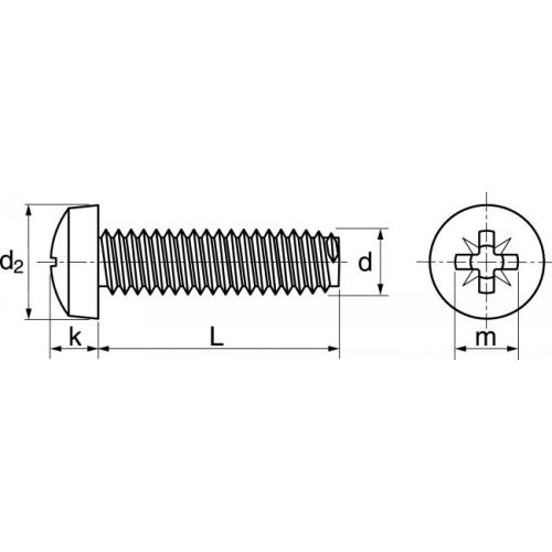 Vis autotaraudeuse tête cylindrique pozidrive inox A2 DIN 7500 CZ 3X8 boîte de 200 - ACTON - 622223X8 pas cher Secondaire 3 L