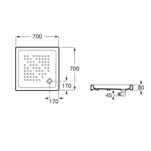 Receveur de douche ITALIA 70X70x8cm céramique blanc - ROCA - A3740HK000 pas cher Secondaire 1 L