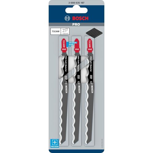 Jeu de 3 lames de scie sauteuse T313AW en acier HCS spécial isolation 152 mm BOSCH 2608635187 photo du produit Secondaire 3 L