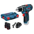 Perceuse-visseuse 12 V GSR 12V-15 + 2 batteries 2 Ah + chargeur + coffret L-BOXX - BOSCH - 0601868109 photo du produit