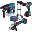 Pack 3 outils 18 V (GSR 18V-110 + GBH 18V-21 + GWS 18V-10) + 2 batteries 5 Ah + chargeur + coffret L-BOXX BOSCH photo du produit