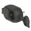 Fiche biplite étanche IP44 avec 2 prises 2P+T 16 A 230 V frontales antichoc avec 2 bouchons - caoutchouc noir LEGRAND 050470 photo du produit