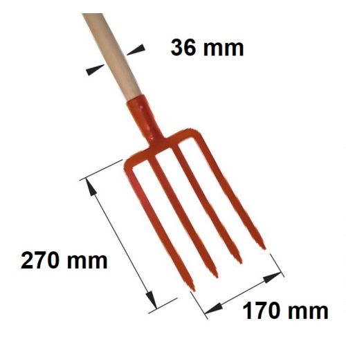 Fourche à bêcher 4 dents émmanchée bois pomme 36 x 1000 mm MERMIER 985142 photo du produit Secondaire 1 L