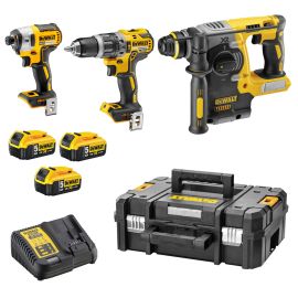 Pack 3 outils 18V XR Dewalt (DCD796 + DCF887 + DCH273) Brushless + 3 batteries 5 Ah + chargeur + 2 coffrets T-STAK - DCK368P3T-QW photo du produit Principale M