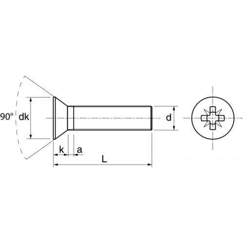 Vis à métaux tête fraisée cruciforme pozidrive inox A2 DIN 965 6X30 boîte de 200 - ACTON - 622146X30 pas cher Secondaire 3 L