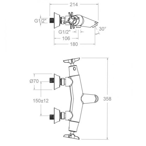 Mitigeur bain-douche thermostatique ADAGIO 913901SNM noir mat poignées en laiton - RAMON SOLER - 91C306121 pas cher Secondaire 1 L