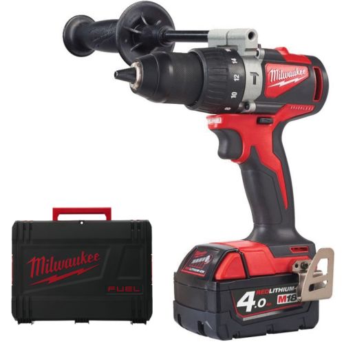 Perceuse à percussion brushless 18 V M18 BLPD2-402X 82 Nm + 2 batteries 4 Ah + chargeur M12-18 FC + coffret HD BOX MILWAUKEE 4933464560 photo du produit