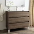 Meuble de salle de bain 80 cm simple vasque 3 tiroirs sans miroir TIRIS 3C britannia (chêne foncé) COSYNEO - SIR3TIRIS80BRIB photo du produit