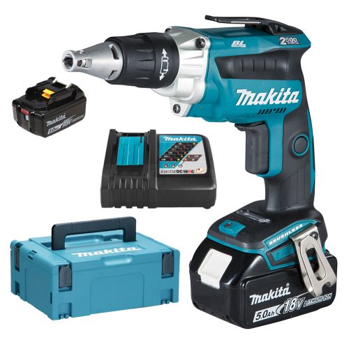 Visseuse plaque de plâtre LXT 18 V + 2 batteries 5 Ah + chargeur rapide + coffret MAKPAC MAKITA DFS250RTJ photo du produit