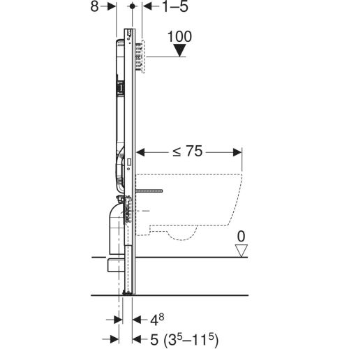 B&acirc;ti-support DUOFIX pour WC suspendu GEBERIT 111.791.00.2 photo du produit Secondaire 1 L